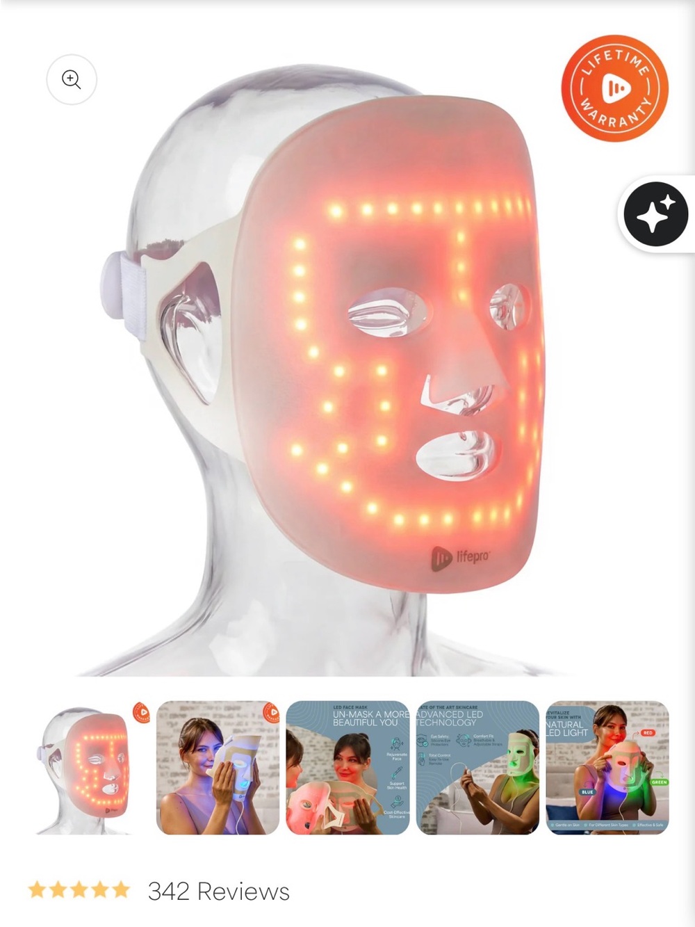 Lifepro RevitaGlow™ Red Light Face Mask